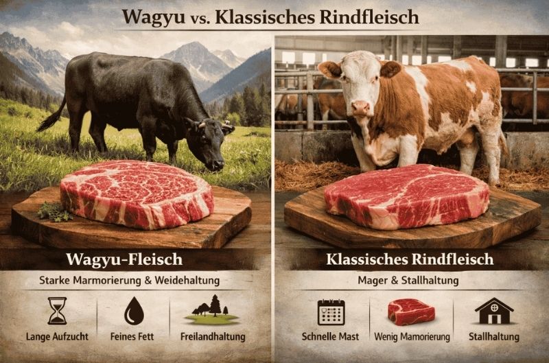 Was unterscheidet Wagyu von klassischem Rindfleisch?